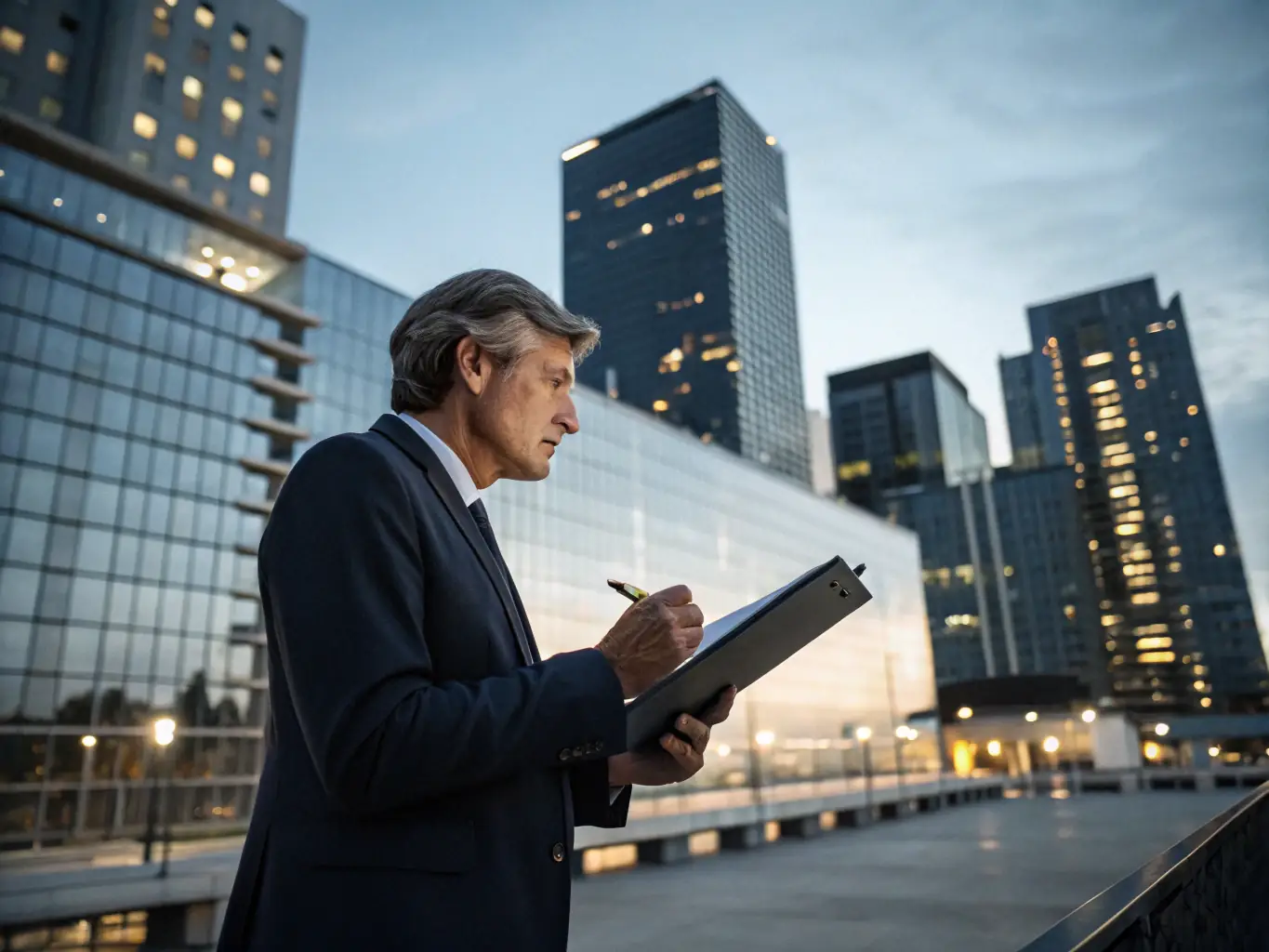 An appraiser inspecting a luxury property with a tablet, representing the accuracy and professionalism of Vista Properties Lausanne's valuation services.