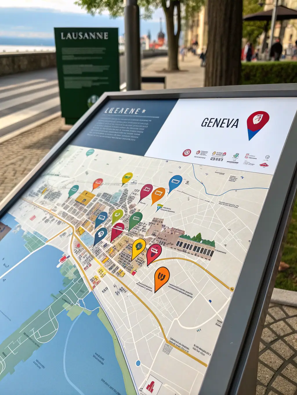 A map highlighting key locations and neighborhoods in Lausanne, indicating Vista Properties' local expertise.